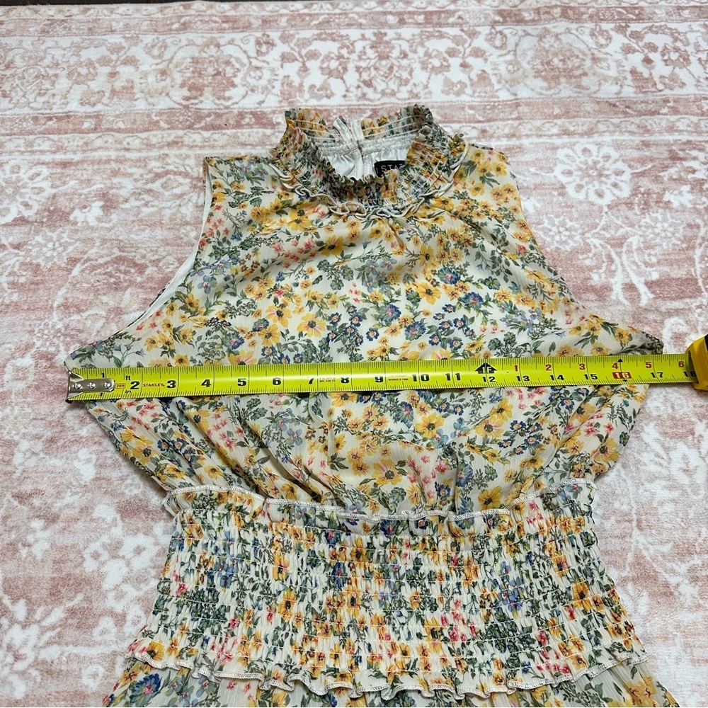 Floral Smocked Ruffle Summer High Neck Minidress 🌻 - Picture 6 of 9